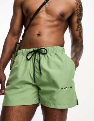 COLLUSION shorter length swim short in green-No color