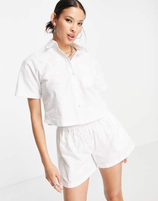 COLLUSION shorts with broderie in white (part of a set), 3 of 4