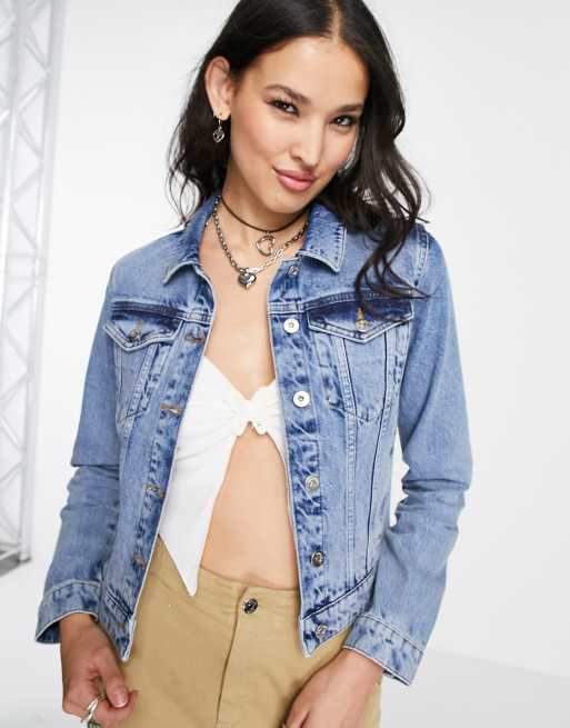 Collusion cropped shop denim jacket