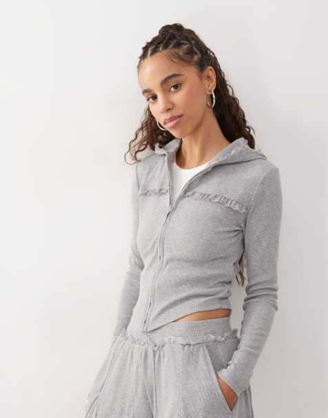 COLLUSION shrunken grey marl hoodie (part of a set) - view 1