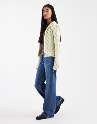 Collusion Shrunken Knit Polka Dot Hoodie In Yellow