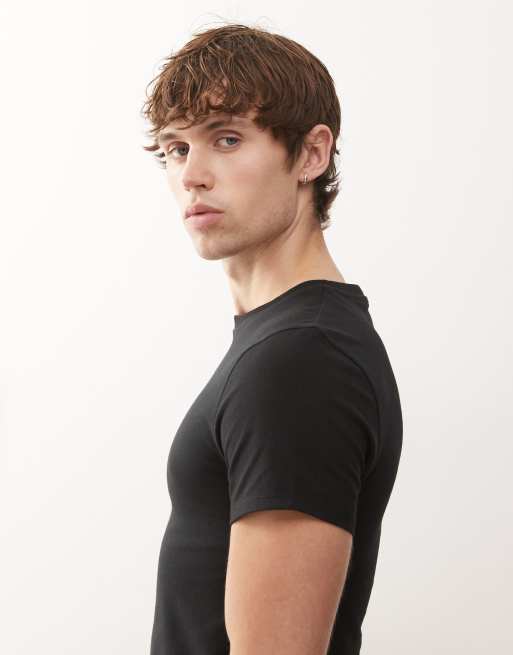 COLLUSION Shrunken muscle fit t-shirt in black, 4 of 5