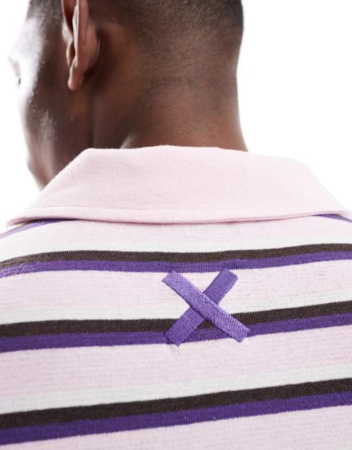 COLLUSION Shrunken polo t-shirt with pink stripe, 3 of 4