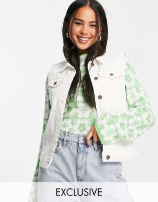 Collusion Shrunken Sleeveless Denim Jacket-white