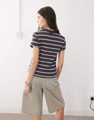 Collusion Shrunken Striped Polo Shirt