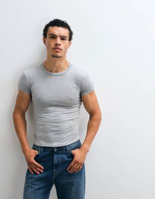 Collusion Shrunken T-shirt In Gray