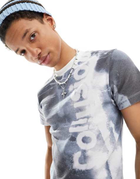 COLLUSION Shrunken T-shirt with distorted black and white print - view 1