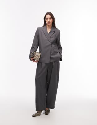Collusion Side Button Blazer In Gray