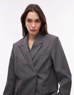 Collusion Side Button Blazer In Gray