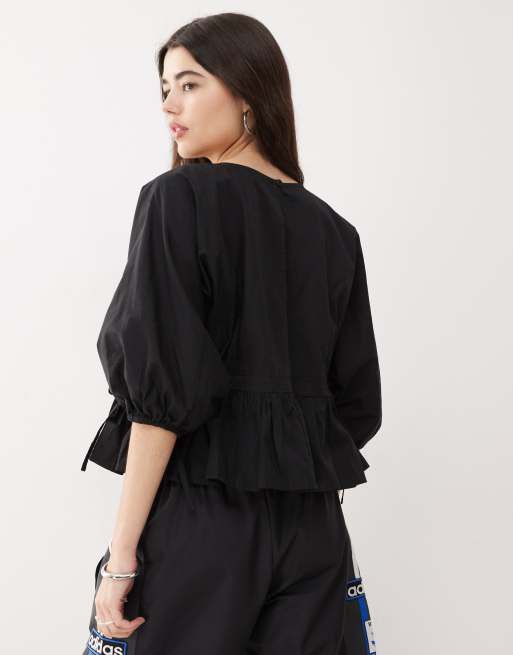 COLLUSION side channel smock top in black, 4 of 4