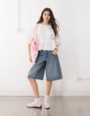 Collusion Side Channel Smock Top In White