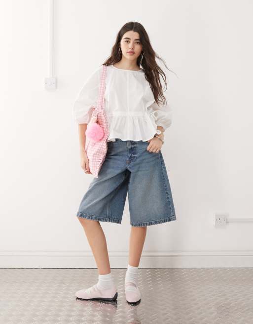 COLLUSION side channel smock top in white