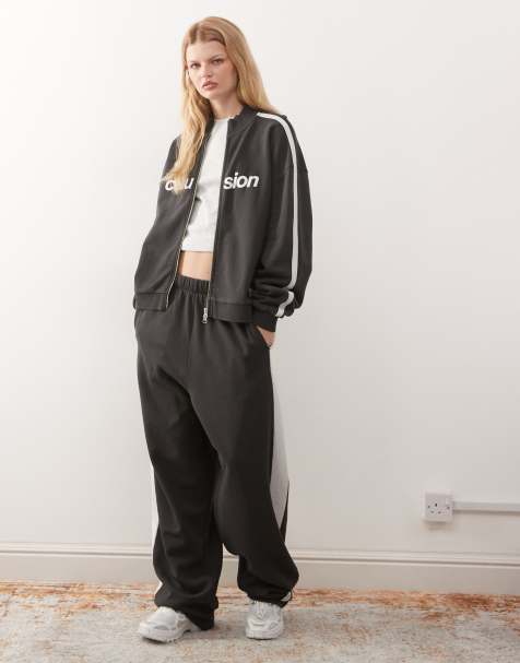COLLUSION side panel trackies in black (part of a set) - view 1