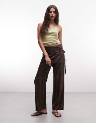 Collusion Side Tie Skirt Pants In Brown