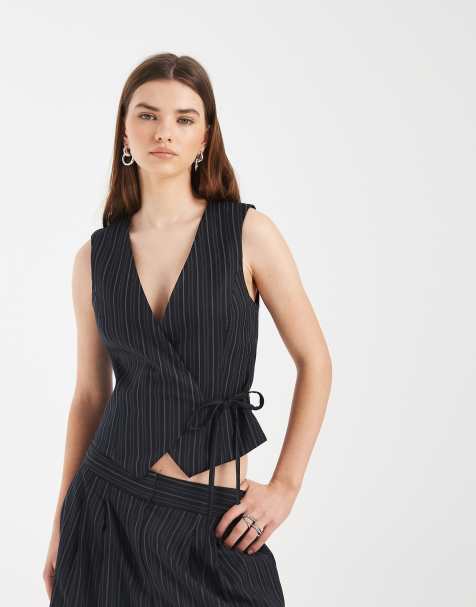 COLLUSION side tie waistcoat in pinstripe