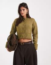 Miss Selfridge stiped blanket stitch cardigan in buttermilk