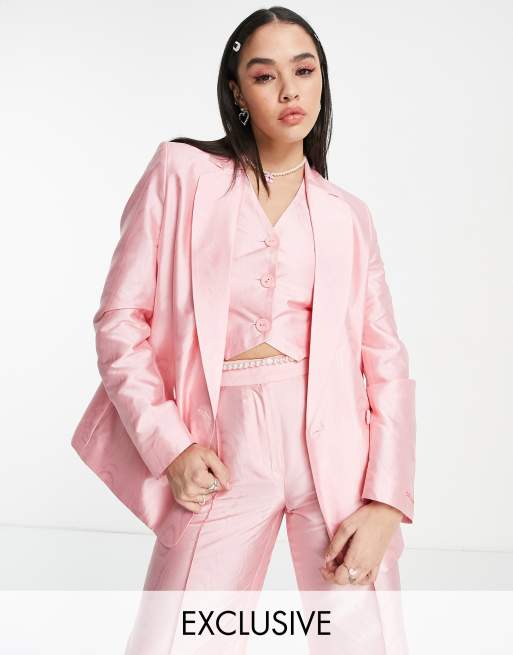 COLLUSION single breasted blazer in pink (part of a set) 