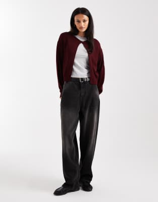 Collusion Single Button Knit Cardigan In Red