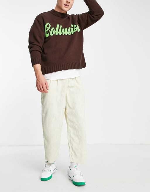 COLLUSION skater fit cord trousers in beige, 2 of 4