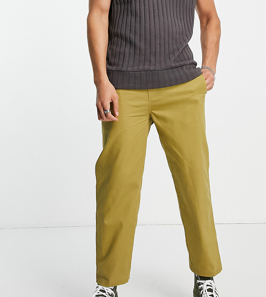 COLLUSION skater fit pants in khaki twill-Green