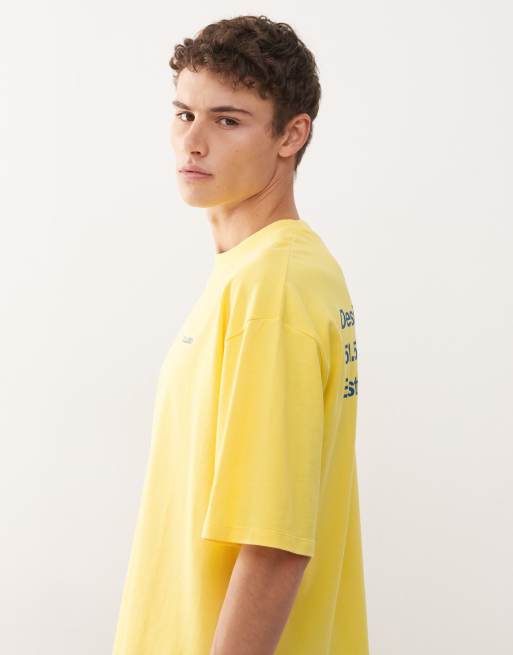 COLLUSION Skater fit t-shirt in yellow with blue back print, 4 of 5