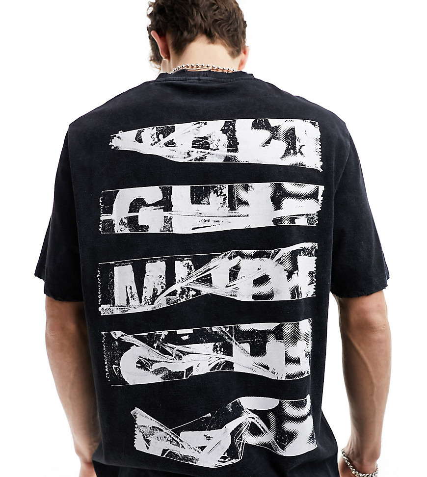 COLLUSION Skater fit t-shirt with tape back graphic-Black