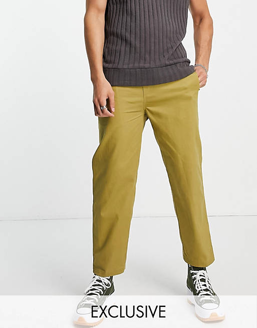 COLLUSION skater fit trousers in khaki twill