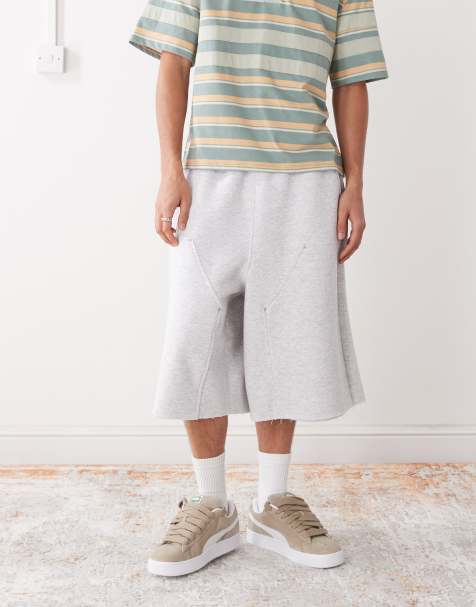 COLLUSION skater jersey shorts in heather gray with knee detail - view 1