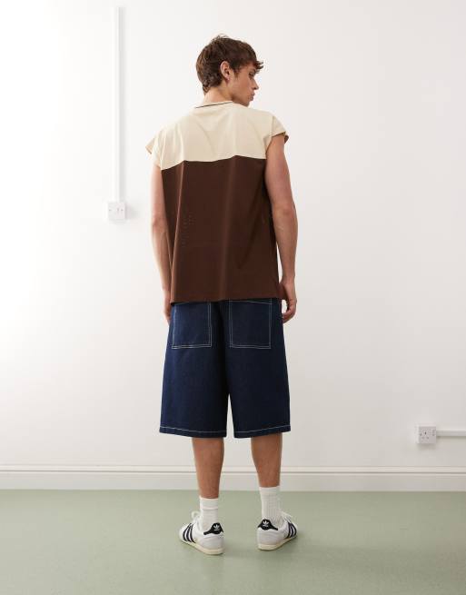 COLLUSION – Skater-Jorts aus Denim in Rinse-Waschung mit Kontrastnaht, 4 von 5