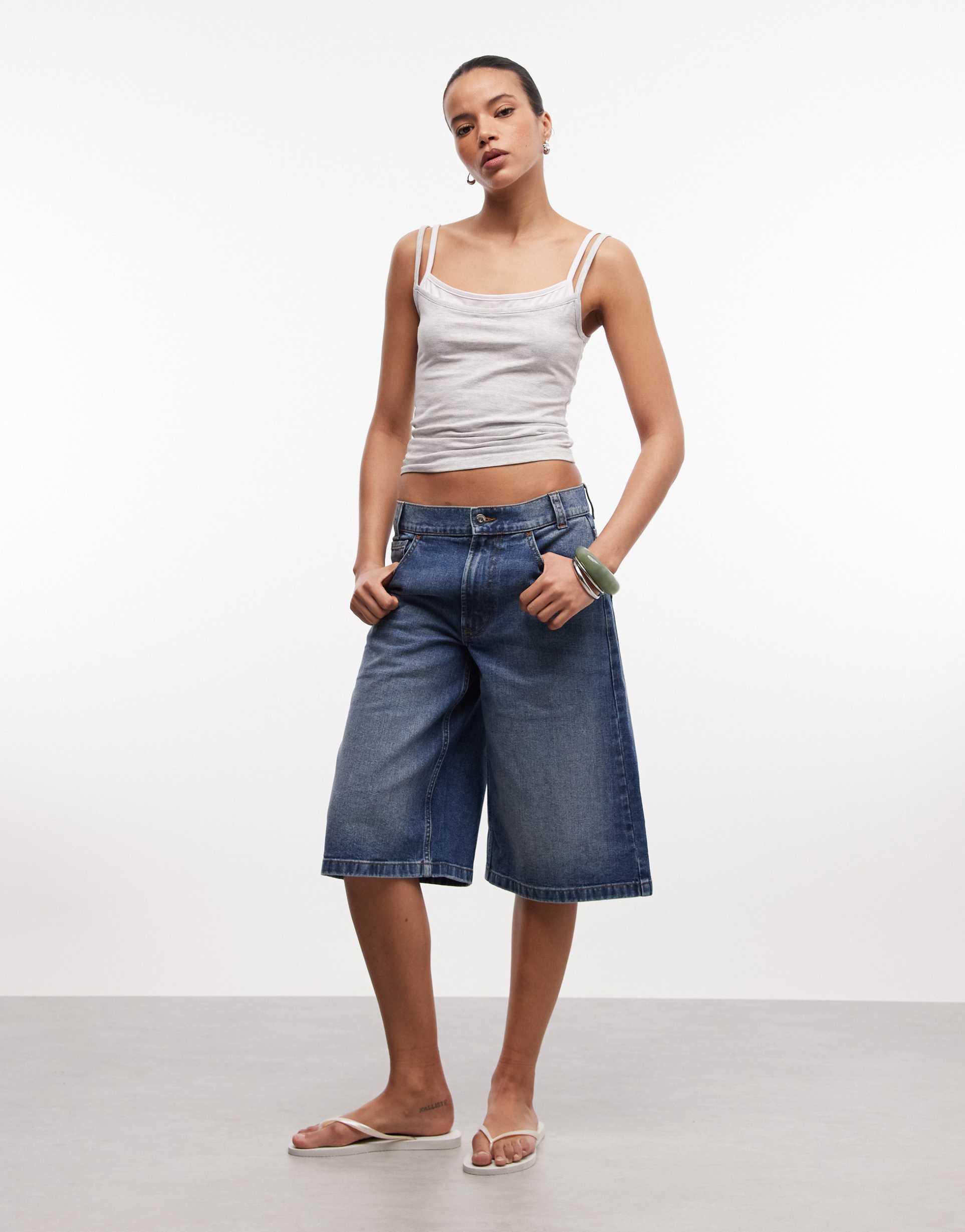 collusion skater jorts in midwash