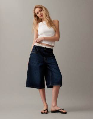 COLLUSION - Skater-Jorts in Rinse-Waschung-Marineblau