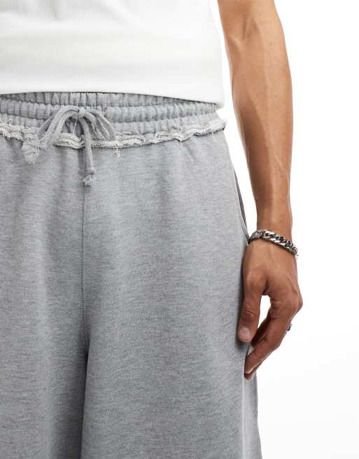 COLLUSION Skater long line fit jersey jogger short in grey marl