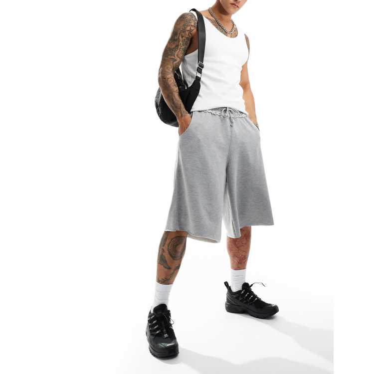 COLLUSION Skater longline fit jersey shorts in gray heather | ASOS