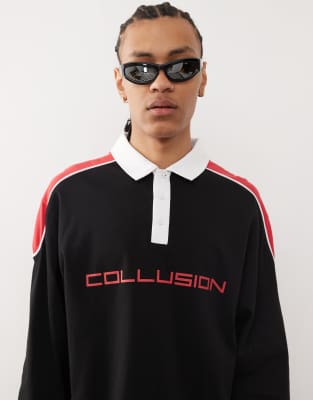 Collusion Skater Rugby T-shirt In Black