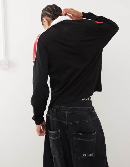 COLLUSION Skater rugby t-shirt in black with red print , 3 of 4