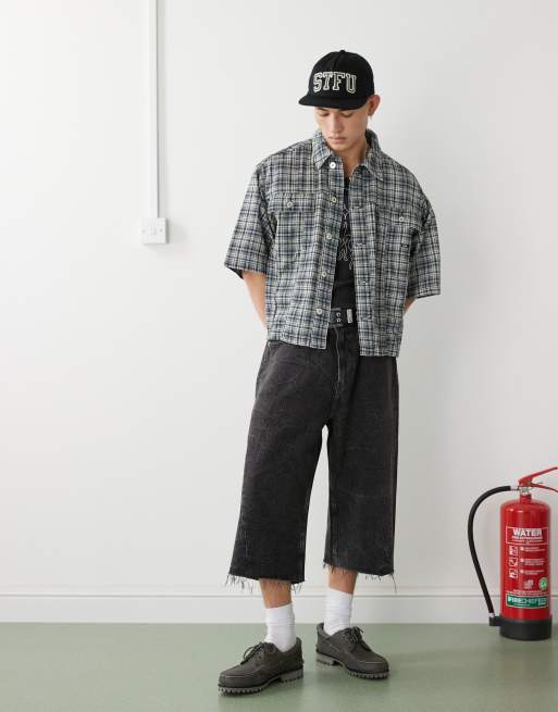 COLLUSION skater shirt in black & white check, 2 of 4
