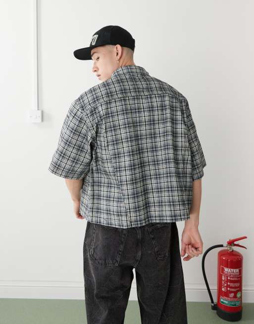 COLLUSION skater shirt in black & white check, 3 of 4