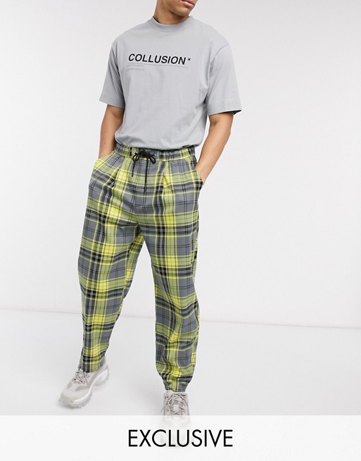 COLLUSION skater trousers in check