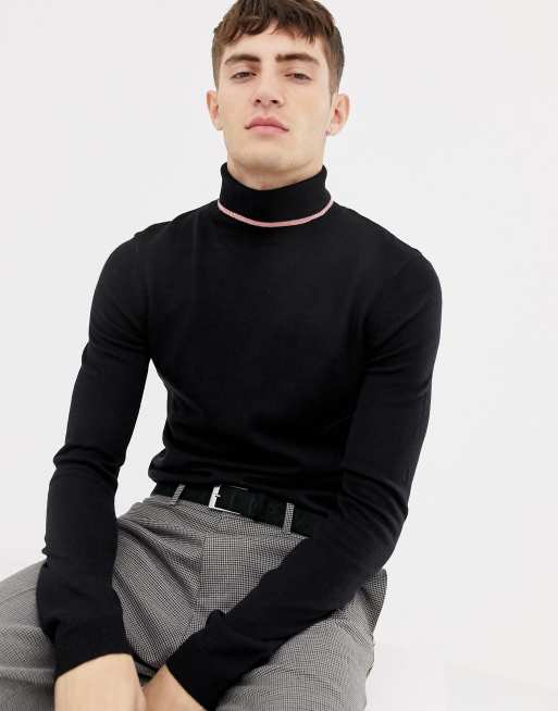 Thin black 2025 roll neck jumper