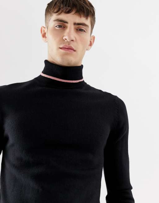 Thin black roll neck jumper sale