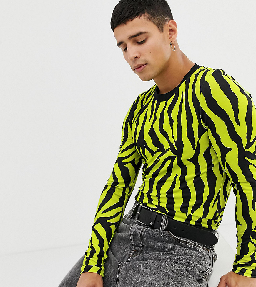 COLLUSION - Skinny-fit T-shirt met lange mouwen en zebraprint-Groen