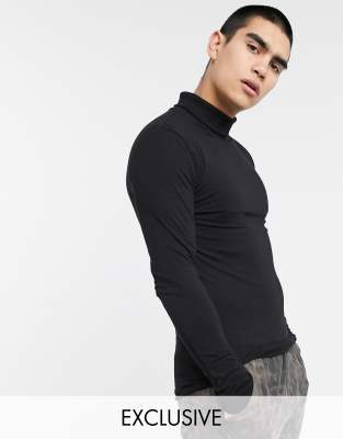black long sleeve polo neck top