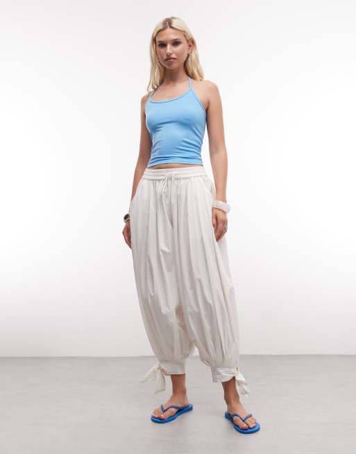 COLLUSION skinny strap halter neck in bright blue, 3 of 4