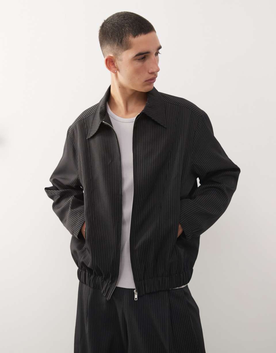 Tailored pinstripe bomber
