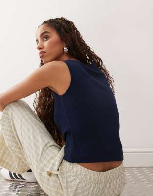 Collusion Slash Neck Ribbed Tank Top