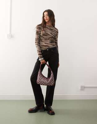 Collusion Slash Neck Top In Multi