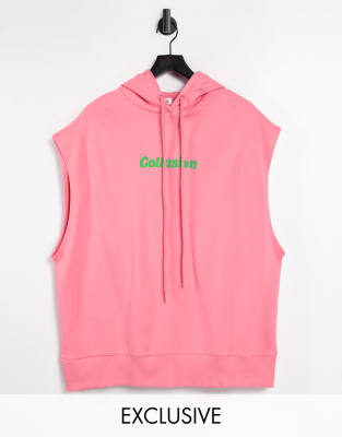 COLLUSION sleeveless hoodie in hot pink | ASOS
