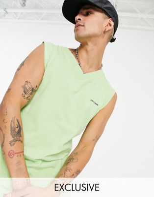COLLUSION sleeveless t-shirt in green co-ord - ASOS Price Checker