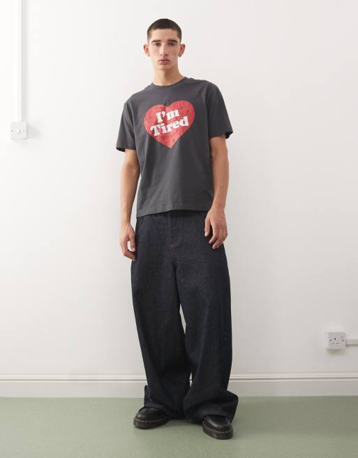 COLLUSION - Slim-fit T-shirt met slogan in zwart