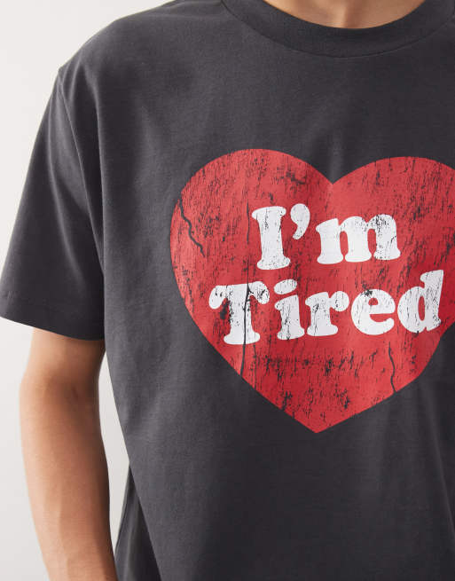 COLLUSION - Slim-fit T-shirt met slogan in zwart